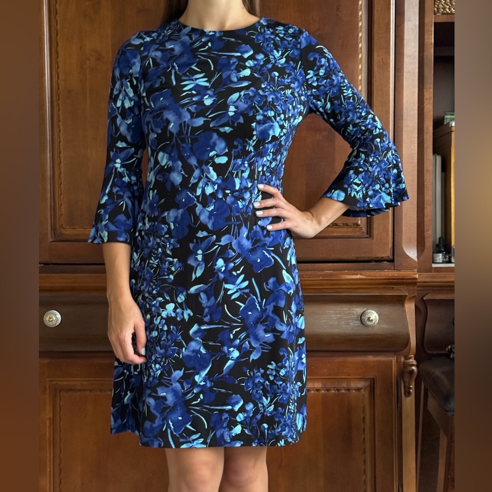 Tommy Hilfiger Navy Floral Long Sleeve Dress